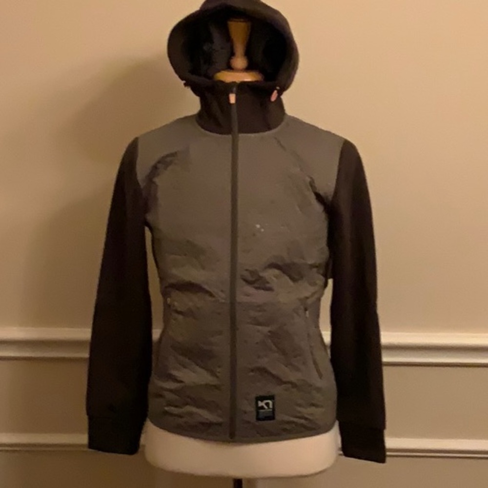 Kari Traa Women's Hooded Mid-layer Jacket in Gray and Green